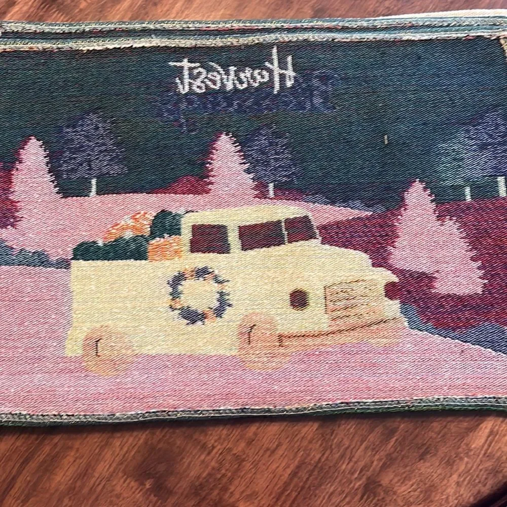 Home Collection Set of 4 Tapestry Cotton Blend Placemats “Harvest Blessings”